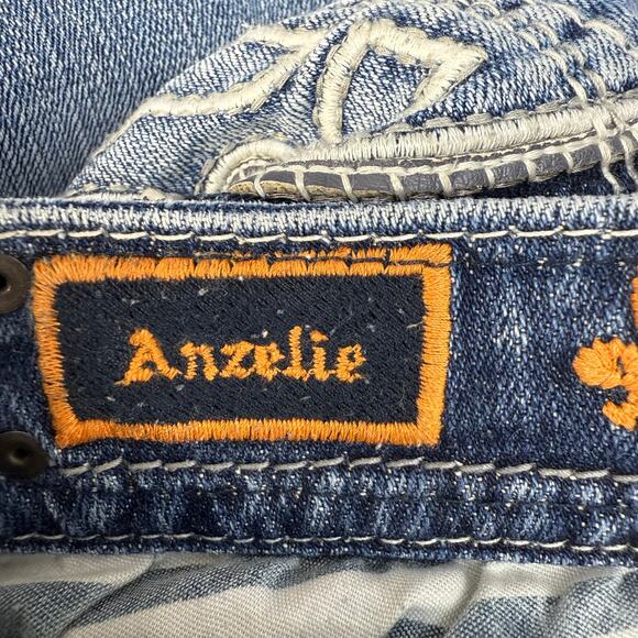 Rock Revival Jeans Womens 27 (4) Blue Anzelie Easy Boot Faux Pocket Flaps Blingy - Picture 9 of 16